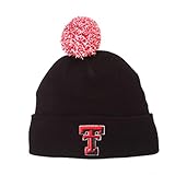 Texas Tech Red Raiders Black Cuff Beanie Hat with Pom Pom - NCAA Cuffed Winter Knit Toque Cap
