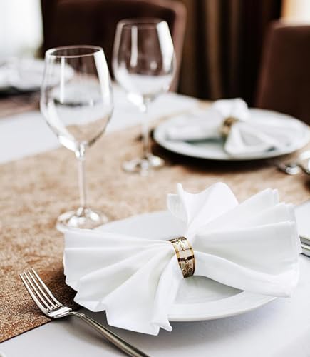Image of Kitchen Napkin 100% Cotton Pack of 50 (15 X 15 Inches) Dinner Napkins with Hemmed Edges,Cloth Napkins for Wedding,Parties,Hotels-Snowy White