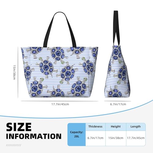 Waterproof Sandproof Beach Bag Turtle With Blue Stones Swim Large Tote Pool Bag For Women With Zipper3