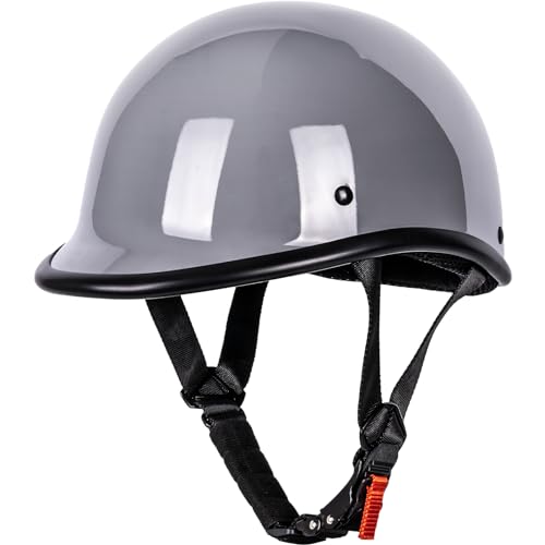 Yesmotor Motorcycle Helmet Half Shell Hawk Style Helmets Compact Lightweight Open Face for Motorcycle Street Bike Cruiser Moped - DOT Approved (Gray,M)