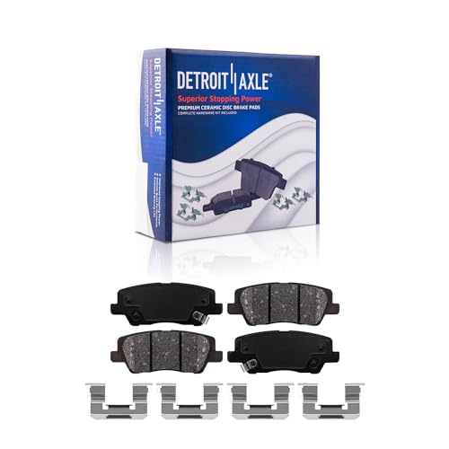 Image of Detroit Axle - Rear Brake Kit for 2013-2019 Cadillac ATS | Disc Brake Rotors Ceramic Brake Pads with Hardware 2014 2015 2016 2017 2018 Replacement 12.40 inch inch Rotor