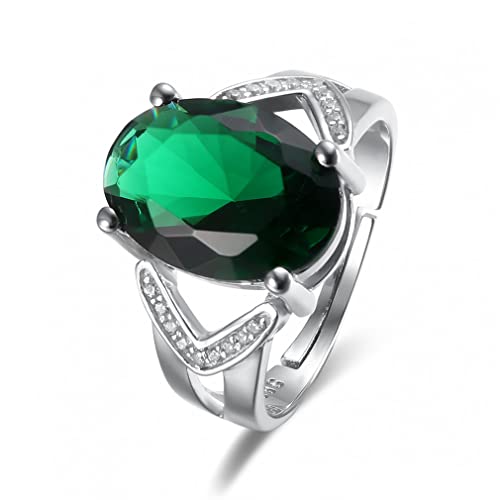 Bague en argent 925 émeraude et zircon pour femme de style tempérament
