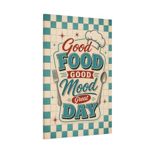 Tableau decoration murale cuisine retro 80x120 pour salon et repas
