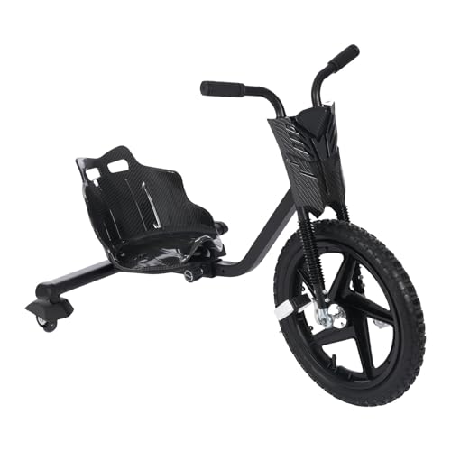 RjcdOPL Triciclo de Drift para niños a partir de 6 años, patinete con pedales, capacidad de carga 80 kg, diseño ajustable (negro