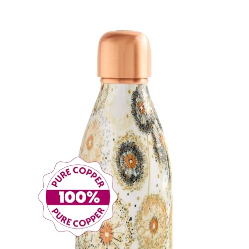 Image of Borosil 700 ml Canvas Series Vasta Design Copper Bottle | 100% Pure Copper, BPA Free & Leakproof with Anti-Oxidant Properties of Copper | Printed Designer Bottle for Home, School & Office