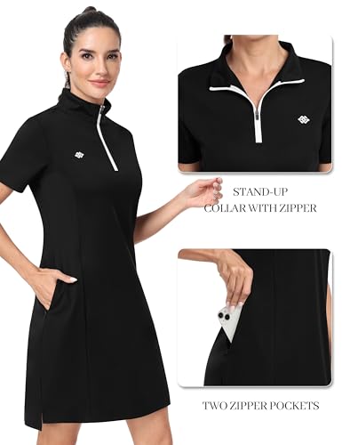 MoFiz Short Sleeve Polo Dresses with Stand-Collar for Women Comfy Sports Casual Dress Female Tennis Wear4