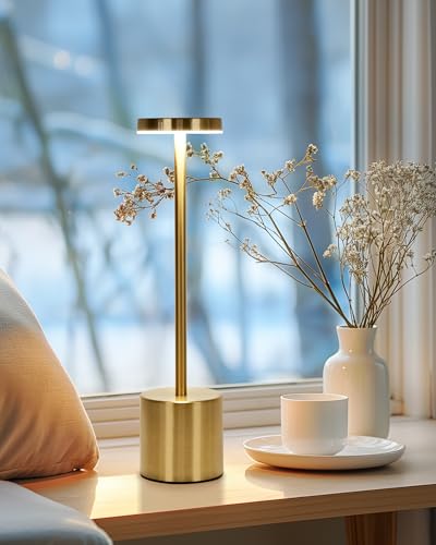 Jazava TL01BG-2PK Cordless Desk Lamp, Polished Gold Led Table Lamp thumb #1