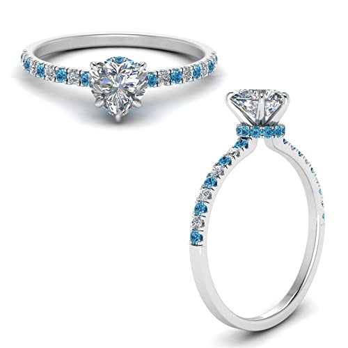 Image of Choose Your Gemstone Hidden Halo Petite Diamond CZ Ring Sterling Silver Heart Shape Halo Engagement Rings Everyday Jewelry Wedding Jewelry Handmade Gifts for Wife US Size 4 to 12
