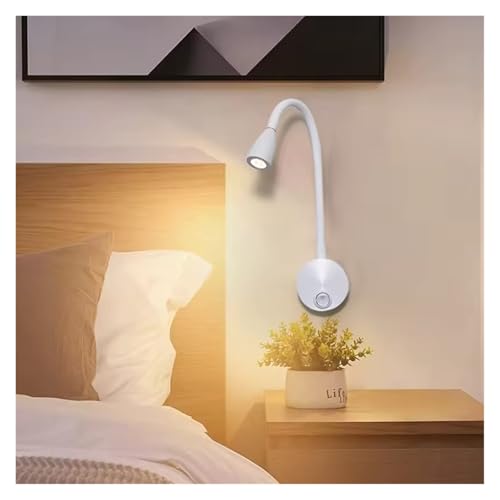 LED 3W Gooseneck Reading Wall Lamp Flexible Adjustable with Switch Work Study Wall Mounted 85-265V Bedroom Bedside Night Light ?