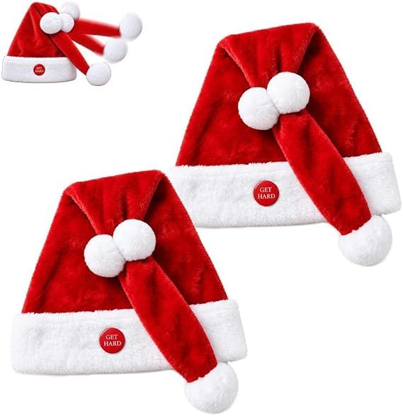 Animated Naughty Santa Hat | Funny Christmas Party Hat (2pcs)