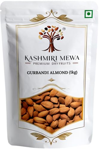 Image of Kashmiri Mewa Gurbandi Almonds 1kg - Premium Whole Nuts Phelwans Choice Giri Natural Powerful Badam for High Protein and Bone Strength, Traditional Dry Fruit kernels