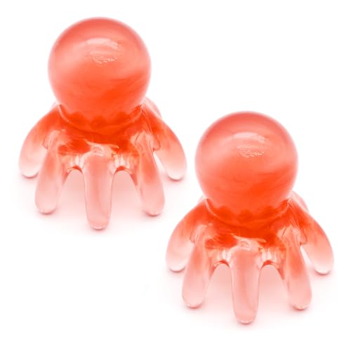 NeoLum 2 Pack Octopus Head Massager Comb: Hair Scalp Massage Tool Stress Relief Manual Relaxing Gifts for Men Women (Pale Pink)