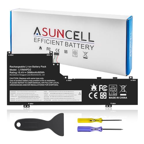 Image of ASUNCELL L19L4PD2 Laptop Battery Compatible with Lenovo Ideapad Yoga S740-14IIL Series Notebook L19M4PD2 5B10W67424 5B10U97772 5B10U97773 5B10W67253 15.4V 62Wh 4080mAh 4-Cell