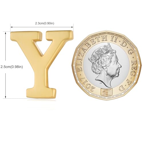 Image of HONEY BEAR Mens Womens Initial Alphabet Letter Lapel Pins Collar Badge Brooches for Business Wedding Graduation Gift Matte Gold 0.59 inches