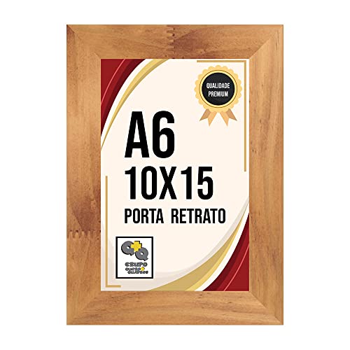 Kit 4 Porta Retratos A6 Moldura Mel 10x15 Mesa Parede