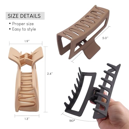 4 PCS Extra Large Claw Clips, 5 Inch Jumbo Large Hair Clips for Thick Long, Curly Hair, Big Matte Square Hair Clips - Image 4