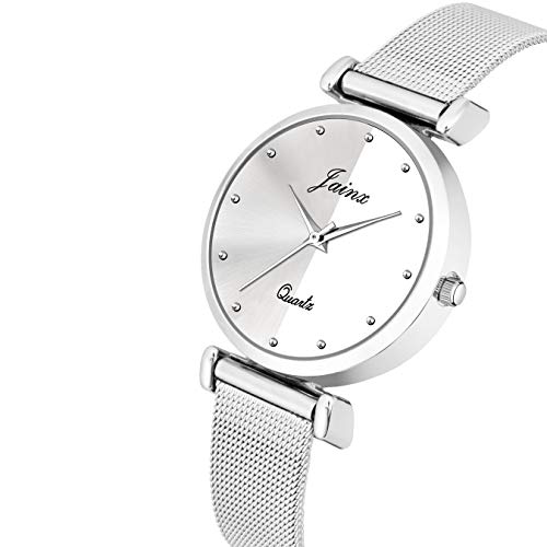 Image of jainx Silver Mesh Chain Analog Women Wrist Watch (Blue /Black /Silver /Pink /Green Color Dial)