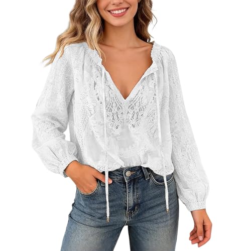 Blouse tunique élégante pour femme haut fluide décontracté en dentelle
