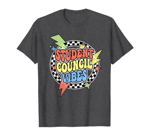 Retro Student Council Vibes Groovy School Student Council T-Shirt, Men, Dark Heather Grey, 6X-Large