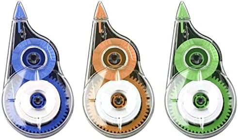 3Pcs Correction Tape, Pocket Mouse Grip Out Tape Roller Easy Refill with Clear Roller Case for School and Office