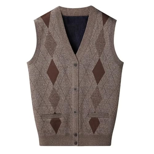 Bollrllr 2024 Winter Men's Casual Button Cardigan Sweater Vest Fashionable V-Neck Plaid Knitted Warm Vest3