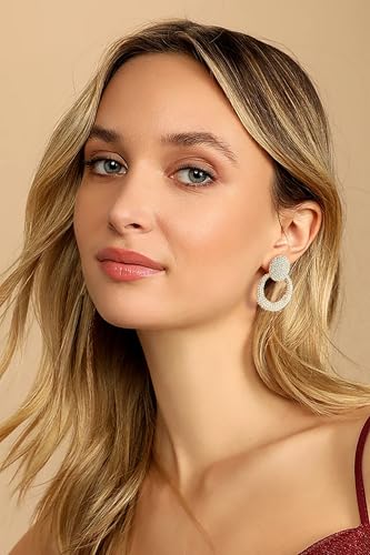 Gold Statement Earrings For Women Rhinestone Heart Geometric Drop Dangle Earrings3