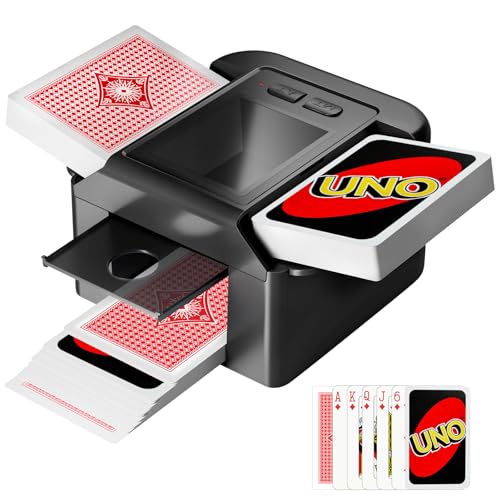 Vipdream Automatic Card Shuffler for 1-2 Decks, Dual Mode Card Shuffler with USB-C Rechargeable Battery, Card Shuffler & Dealer for UNO, Skip-Bo, Poker, Blackjack, Texas Hold’em, Party & Travel