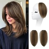 REECHO Clip in Hair Volumizer, Short Thick Clip in Hairpieces Adding Extra Hair Volume Extensions for Women with Thin Fine (Light Brown, 8 Inch(Pack of 2))