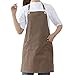 Watwass Grembiule da Cucina Donna Marrone Cottura Barbecue Grembiule Donna Lavoro 65% Cotone con Tasche