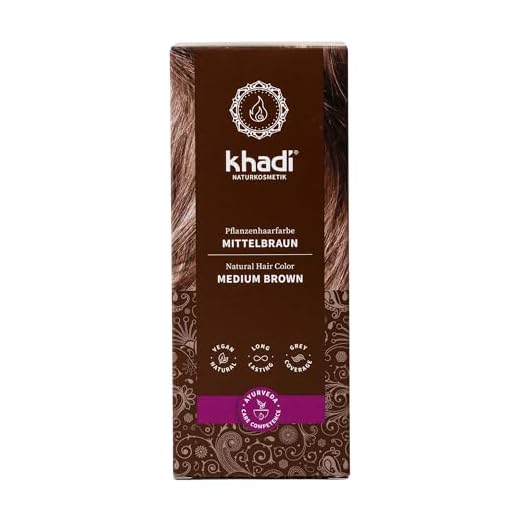 khadi MITTELBRAUN Pflanzenhaarfarbe - Haarfarbe für lebendiges, warmes Zimtbraun bis zu kräftigem, tiefem Mittelbraun - 100% pflanzlich - 100g