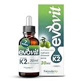 EVOVIT Vitamin K2 MK7 Tropfen 200 µg – Hochdosiert, 99,7% All-Trans, Vegan, Laborgeprüft – 30ml, Olivenöl, Ohne Zusätze, Glutenfrei – Für Knochen & Blutgerinnung