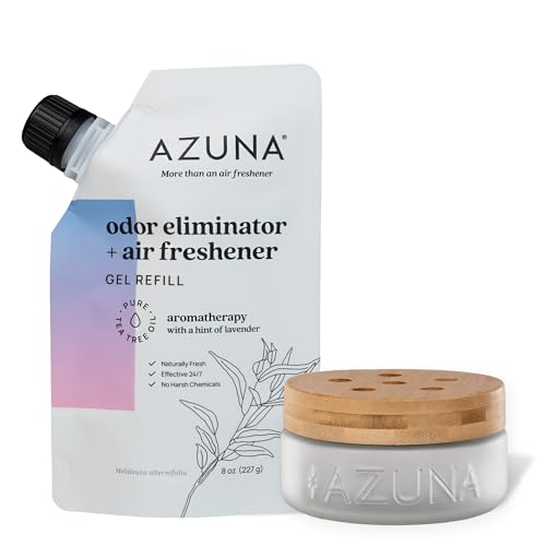 Azuna Air Freshener & Odor Eliminator for Strong Odor | 1 Room Kit Includes (1) Empty Luxe Glass Jar...