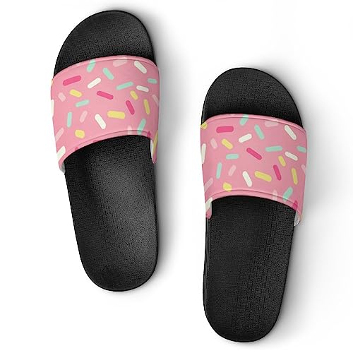 Unisex Slides for Women Men, Comfortable Slippers Pink Donut Glaze Ice Slides, Non-slip Shower Shoes House Fashion Thick for Indoor & Outdoor
