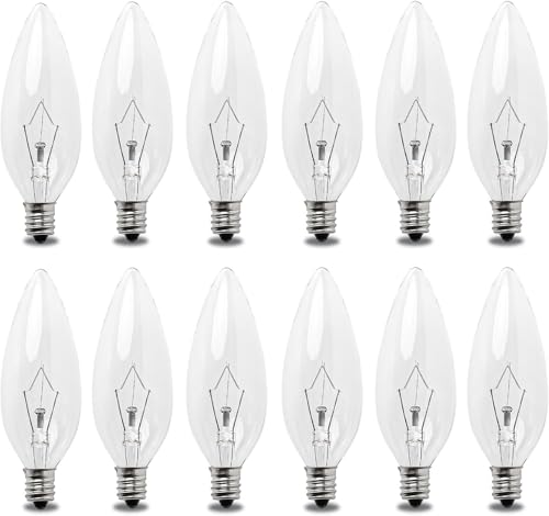 Seentech 12 Pack 40W 120V E12 Base B10 CTC Incandescent Light Bulbs, Transparent Candle Light Bulbs Perfect for Chandeliers, Ceiling Fan Lights, Pendants, Fireplace, Dimmable, Warm White 2700K