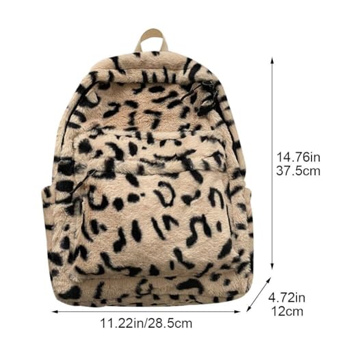 Mini sac à dos en peluche léopard au format compact et grande capacité - 3