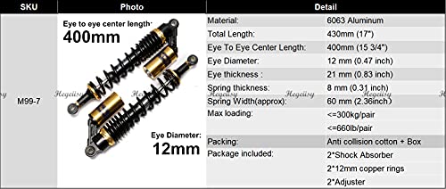 Image of 400mm 15.75 inch 8mm Spring Universal Motorcycle Air Shock Absorber Rear Suspension ATV Quad Scooter Dirt Bike For 50cc 75cc 90cc 125cc 150cc 250cc 300cc Black Gold