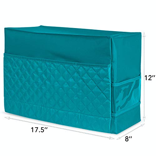 Addicted DEPO Sewing Machine Cover with 3 Convenient Pockets - Protective Quilted Dust Cover Pro - Universal for Most Standard Singer & Brother Machines - | Rodi's (Turquoise)