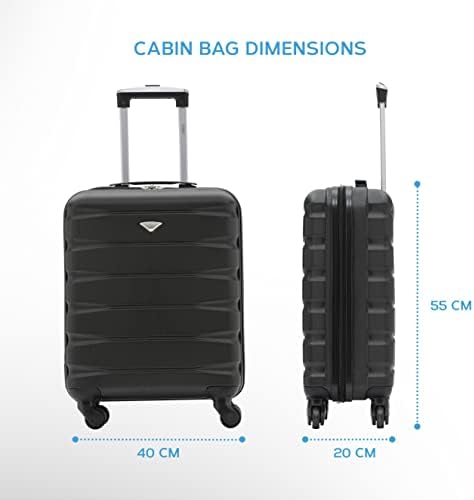 Flight Knight Lightweight 4 Wheel ABS Hard Case Suitcases Cabin Carry On Hand Luggage Approved for Over 60 Airlines Including easyJet, Jet2 & Maximum Size for Ryanair (Priority) 55x40x20cm