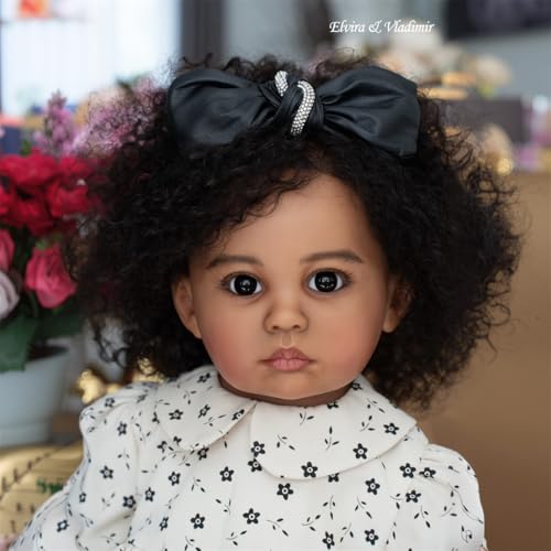 Muñeca Reborn Bebé Negra 24 Pulgadas Lifelike con Accesorios miniatura 2