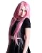 HDE Women's Bright Pink Wig with Bangs 32" Long Straight Hair Halloween Costume