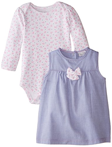 Rene Rofe Baby Baby Girls' Infant Ribbons Bows Chambray Jumper and Bodysuit Set