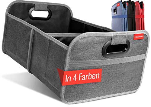 HELDENWERK Auto Kofferraumtasche faltbar & stabil - Kofferraum-Organizer Einkaufstasche zur praktischen Aufbewahrung - Auto Faltbox, Kofferraumbox (Grau)