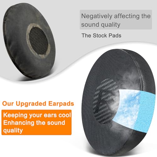 Image of SOULWIT Cooling-Gel Ear Pads Replacement for Bose On-Ear 2 (OE2 & OE2i) / SoundLink /SoundTrue On-Ear Headphones, Earpads Cushions with High-Density Noise Isolation Foam - Full Black