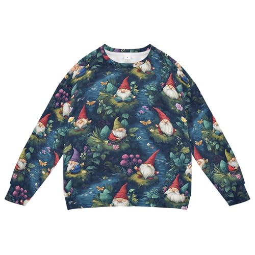 JUNZAN Cute Gnomes Flowers Big Boys Sweatshirts Hoodies Long Sleeve Fall Tops Shirts Camping 4T