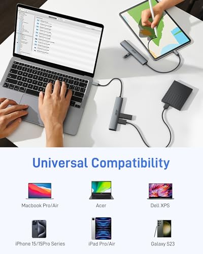 Image of Acer USB C Hub 10Gbps, USB 3.2 Gen 2 Adapter with 3 USB-A & 1 USB-C Ports, High Speed Type C Multiport Splitter for MacBook, iPhone 16 /15, iPad, Surface Pro, Chromebook, Dell XPS and More