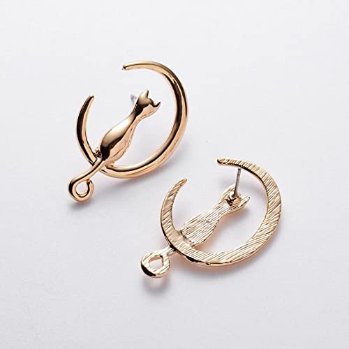 Boucles d'oreilles chat lune or légères anti-irritation - 4