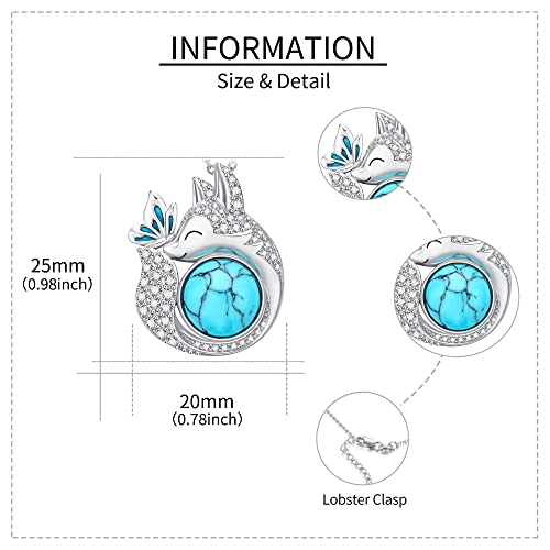 Aurianne Butterfly Fox Necklace Sterling Silver Turquoise Cute Animal Necklace Birthday Christmas Gifts For Women Girls (Butterfly Fox) #TOP2