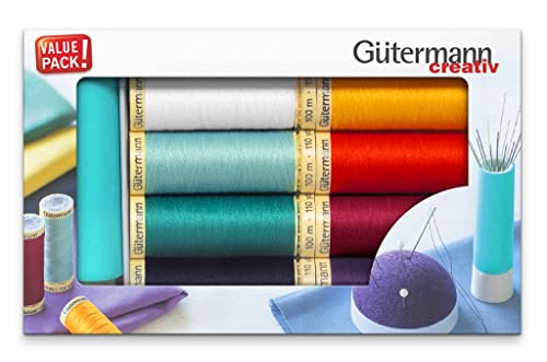 Gütermann - Gütermann (100m) Sew-All Thread Set including Needle Twister - 1 Set, Multicolor