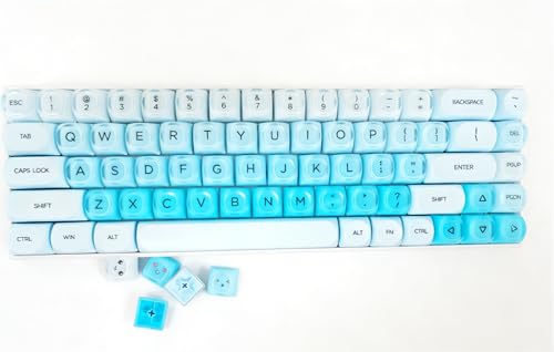 Image of PBT Jelly Keycaps, 132 Keys HOA Profile Keycaps, Blue Key caps, Cute Custom Keycap for MX Switches Mechanical Keyboard