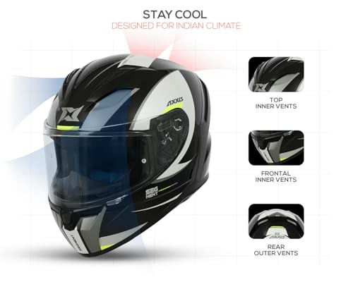 Image of Axxis Segment by MT Group, X Generation Full Face Helmet | ISI & DOT Certified | Anti-Scratch Visor | Lightweight Polycarbonate Shell | Aerodynamic Design | Micrometric Buckle